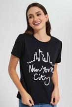 Load image into Gallery viewer, Redtag-Black-New-York-Rope-Print-T-Shirt-Category:T-Shirts,-Colour:Black,-Filter:Women&#39;s-Clothing,-New-In,-New-In-Women,-Non-Sale,-S22D,-Section:Women,-Women-T-Shirts-Women&#39;s-
