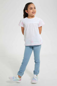 Redtag-White-Embroidered-Blouse-Blouses-Girls-2 to 8 Years