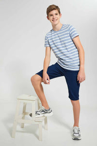 Redtag-Dark-Wash-Knit-Denim-Short-Denim-Shorts-Senior-Boys-9 to 14 Years