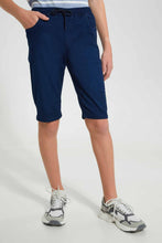 تنزيل الصورة على معرض الصور، Redtag-Dark-Wash-Knit-Denim-Short-Denim-Shorts-Senior-Boys-9 to 14 Years
