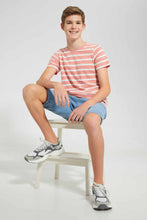 تنزيل الصورة على معرض الصور، Redtag-Light-Wash-Knit-Denim-Short-Denim-Shorts-Senior-Boys-9 to 14 Years
