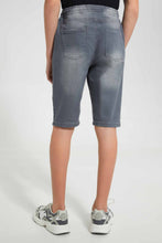 تنزيل الصورة على معرض الصور، Redtag-Grey-Knit-Denim-Short-Denim-Shorts-Senior-Boys-9 to 14 Years
