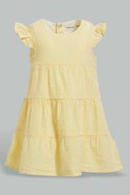 Load image into Gallery viewer, Redtag-Yellow-Seesucker-Striped-Dress-Dresses-Infant-Girls-3 to 24 Months
