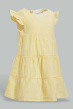 Load image into Gallery viewer, Redtag-Yellow-Seesucker-Striped-Dress-Dresses-Infant-Girls-3 to 24 Months
