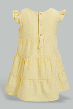 Load image into Gallery viewer, Redtag-Yellow-Seesucker-Striped-Dress-Dresses-Infant-Girls-3 to 24 Months
