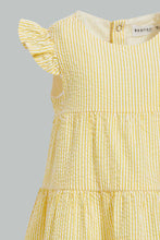 Load image into Gallery viewer, Redtag-Yellow-Seesucker-Striped-Dress-Dresses-Infant-Girls-3 to 24 Months
