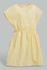 Redtag-Yellow-Seesucker-Elasticated-Dress-With-Front-Buttons-Dresses-Infant-Girls-3 to 24 Months