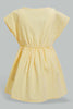 Redtag-Yellow-Seesucker-Elasticated-Dress-With-Front-Buttons-Dresses-Infant-Girls-3 to 24 Months