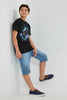 Redtag-Light-Wash-Biker-Knee-Short-Denim-Shorts-Senior-Boys-9 to 14 Years