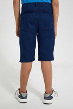 Load image into Gallery viewer, Redtag-Dark-Wash-Biker-Knee-Short-Denim-Shorts-Senior-Boys-9 to 14 Years
