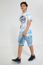 تنزيل الصورة على معرض الصور، Redtag-Light-Wash-Cargo-Short-Denim-Shorts-Senior-Boys-9 to 14 Years
