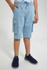 Redtag-Light-Wash-Cargo-Short-Denim-Shorts-Senior-Boys-9 to 14 Years