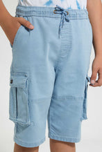 تنزيل الصورة على معرض الصور، Redtag-Light-Wash-Cargo-Short-Denim-Shorts-Senior-Boys-9 to 14 Years
