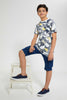 Redtag-Dark-Wash-Cargo-Short-Denim-Shorts-Senior-Boys-9 to 14 Years