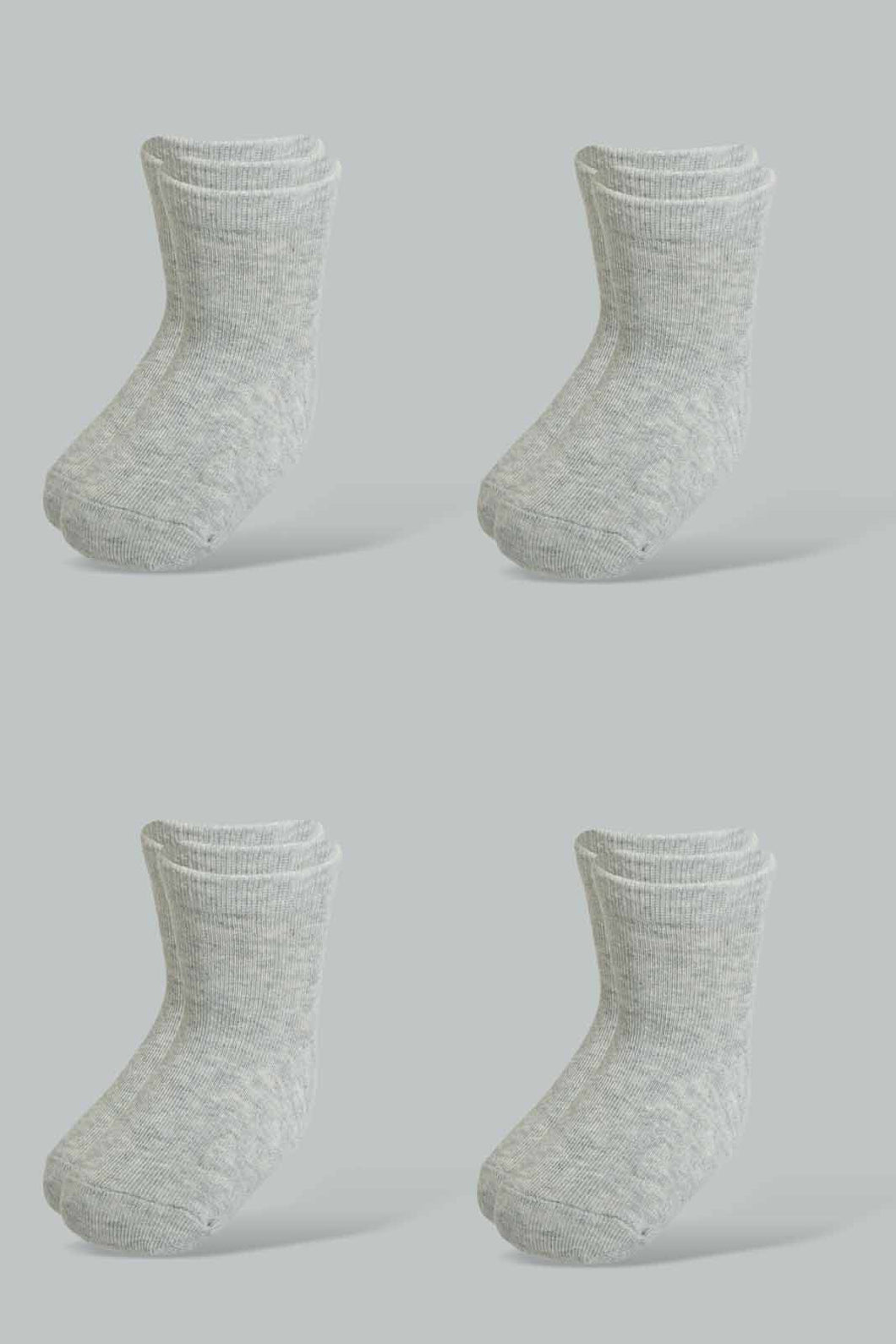 Redtag-Pale-Grey-Solid-Four-Pc-Pack-Ankle-Length-Socks-Ankle-Socks-Infant-Girls-3 to 24 Months