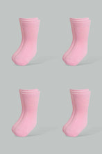 Load image into Gallery viewer, Redtag-Fuchsia-Solid-Four-Pc-Pack-Ankle-Length-Socks-Ankle-Socks-Infant-Girls-3 to 24 Months
