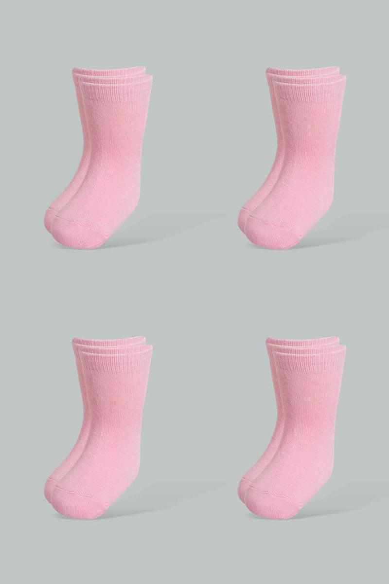 Redtag-Fuchsia-Solid-Four-Pc-Pack-Ankle-Length-Socks-Ankle-Socks-Infant-Girls-3 to 24 Months