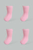 Redtag-Fuchsia-Solid-Four-Pc-Pack-Ankle-Length-Socks-Ankle-Socks-Infant-Girls-3 to 24 Months