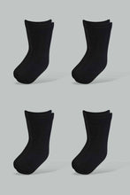 Load image into Gallery viewer, Redtag-Black-Solid-Four-Pc-Pack-Ankle-Length-Socks-Ankle-Socks-Infant-Girls-3 to 24 Months
