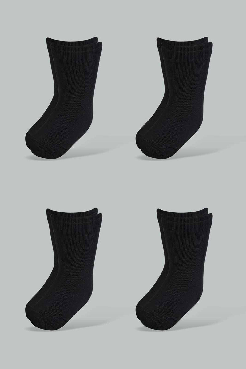 Redtag-Black-Solid-Four-Pc-Pack-Ankle-Length-Socks-Ankle-Socks-Infant-Girls-3 to 24 Months