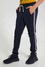 Load image into Gallery viewer, Redtag-Navy-Side-Tape-Trouser-Pants-Jogger-Fit-Senior-Boys-9 to 14 Years
