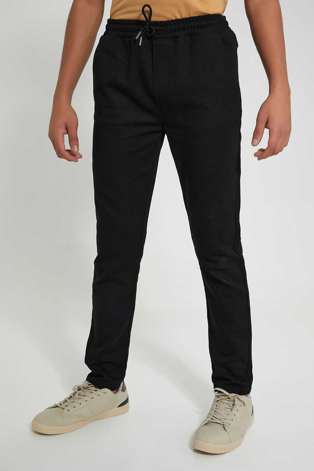 Redtag-Black-Pull-On-Trouser-Joggers-Senior-Boys-9 to 14 Years