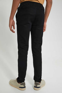 Redtag-Black-Pull-On-Trouser-Joggers-Senior-Boys-9 to 14 Years