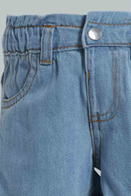 Load image into Gallery viewer, Redtag-Blue-Lite-Wash-Paperbag-Denim-Short-Denim-Shorts-Infant-Girls-3 to 24 Months
