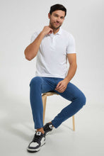 تنزيل الصورة على معرض الصور، Redtag-White-Polo-Shirt-With-Flat-Knit-Collar-&amp;-Cuff-Polo-Shirts-Men&#39;s-
