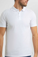 تنزيل الصورة على معرض الصور، Redtag-White-Polo-Shirt-With-Flat-Knit-Collar-&amp;-Cuff-Polo-Shirts-Men&#39;s-
