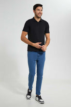 تنزيل الصورة على معرض الصور، Redtag-Black-Polo-Shirt-With-Flat-Knit-Collar-&amp;-Cuff-Polo-Shirts-Men&#39;s-
