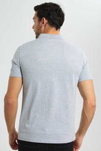 تنزيل الصورة على معرض الصور، Redtag-Grey-Polo-Shirt-With-Flat-Knit-Collar-&amp;-Cuff-Polo-Shirts-Men&#39;s-
