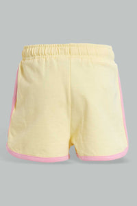 Redtag-Yellow-Tweety-Short-Casual-Shorts-Infant-Girls-3 to 24 Months