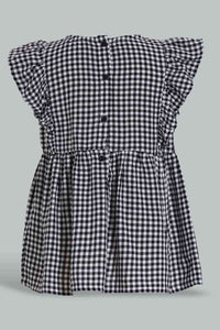 Redtag-Black-Checkered-Tunic-Dress-Dresses-Infant-Girls-3 to 24 Months