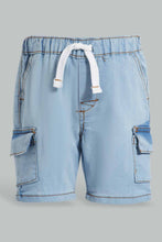 تنزيل الصورة على معرض الصور، Redtag-Light-Wash-Wash-Cargo-Denim-Short-Denim-Shorts-Infant-Boys-3 to 24 Months
