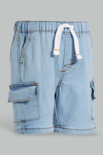 تنزيل الصورة على معرض الصور، Redtag-Light-Wash-Wash-Cargo-Denim-Short-Denim-Shorts-Infant-Boys-3 to 24 Months
