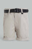 Redtag-Beige-Twill-Chino-With-Pu-Belt-Chino-Shorts-Infant-Boys-3 to 24 Months