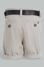 تنزيل الصورة على معرض الصور، Redtag-Beige-Twill-Chino-With-Pu-Belt-Chino-Shorts-Infant-Boys-3 to 24 Months
