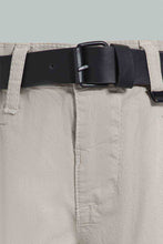 تنزيل الصورة على معرض الصور، Redtag-Beige-Twill-Chino-With-Pu-Belt-Chino-Shorts-Infant-Boys-3 to 24 Months
