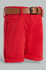 Redtag-Red-Twill-Chino-With-Pu-Belt-Chino-Shorts-Infant-Boys-3 to 24 Months