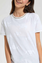 Load image into Gallery viewer, Redtag-White-Applique-Longer-Length-Top-Active-Sweatshirts-Senior-Girls-9 to 14 Years
