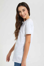 Load image into Gallery viewer, Redtag-White-Applique-Longer-Length-Top-Active-Sweatshirts-Senior-Girls-9 to 14 Years
