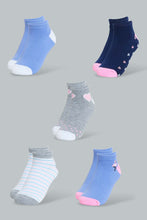 Load image into Gallery viewer, Redtag-Assorted-Striped/Printed-Ankle-Socks-(5-Pack)-Ankle-Socks-Women&#39;s-
