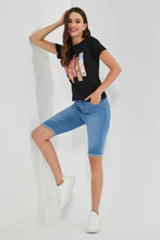 Load image into Gallery viewer, Redtag-Black-Amour-Print-T-Shirt-Category:T-Shirts,-Colour:Black,-Filter:Women&#39;s-Clothing,-New-In,-New-In-Women,-Non-Sale,-S22D,-Section:Women,-TBL,-Women-T-Shirts-Women&#39;s-
