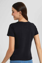 Load image into Gallery viewer, Redtag-Black-Amour-Print-T-Shirt-Category:T-Shirts,-Colour:Black,-Filter:Women&#39;s-Clothing,-New-In,-New-In-Women,-Non-Sale,-S22D,-Section:Women,-TBL,-Women-T-Shirts-Women&#39;s-
