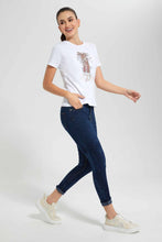 Load image into Gallery viewer, Redtag-White-Icon-Embellished-T-Shirt-Category:T-Shirts,-Colour:White,-Filter:Women&#39;s-Clothing,-New-In,-New-In-Women,-Non-Sale,-S22D,-Section:Women,-TBL,-Women-T-Shirts-Women&#39;s-
