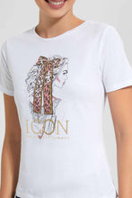 Load image into Gallery viewer, Redtag-White-Icon-Embellished-T-Shirt-Category:T-Shirts,-Colour:White,-Filter:Women&#39;s-Clothing,-New-In,-New-In-Women,-Non-Sale,-S22D,-Section:Women,-TBL,-Women-T-Shirts-Women&#39;s-
