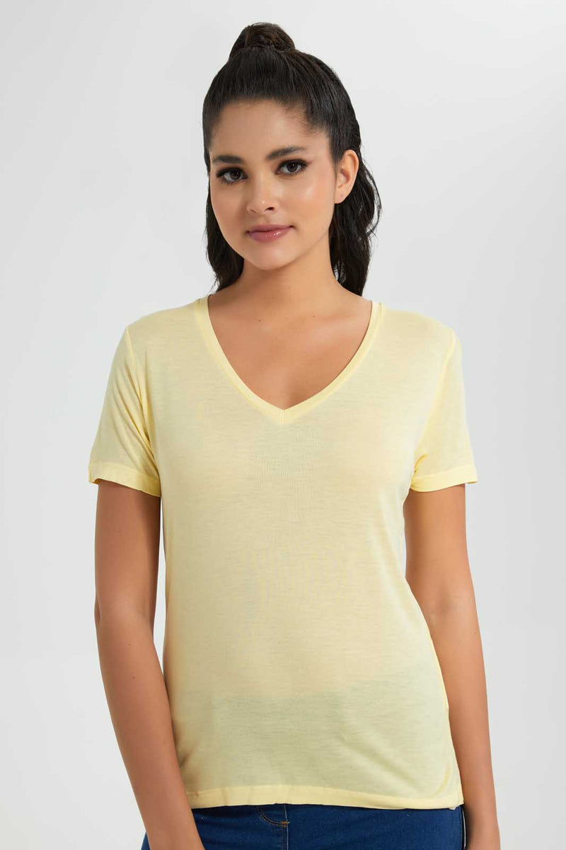 Redtag-Lemon-V-Neck-T-Shirt-V-Neck-T-Shirts-Women's-