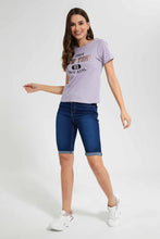 Load image into Gallery viewer, Redtag-Lilac-New-York-Print-T-Shirt-Category:T-Shirts,-Colour:Lilac,-Filter:Women&#39;s-Clothing,-New-In,-New-In-Women,-Non-Sale,-S22D,-Section:Women,-TBL,-Women-T-Shirts-Women&#39;s-
