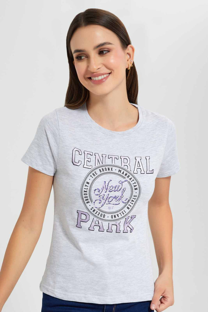 Redtag-Grey-Cental-Park-Print-T-Shirt-Category:T-Shirts,-Colour:Grey,-Filter:Women's-Clothing,-New-In,-New-In-Women,-Non-Sale,-S22D,-Section:Women,-TBL,-Women-T-Shirts-Women's-